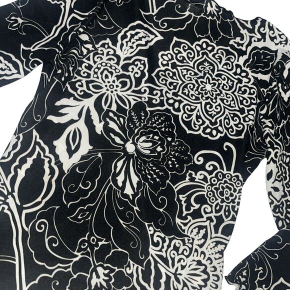 Perfect 90s Sz M Going Out Midriff 3/4 Sleeve Top Blouse Floral Y2K B5 - Picture 10 of 10